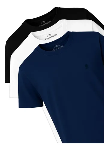 Kit 3 Camisetas Masculinas Algodão Polo Wear