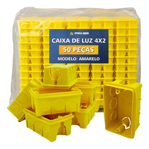 Kit 50 Caixas de Luz 4×2 Amarela Reforçada Tomada Interruptor Embutir Meu Ape Store