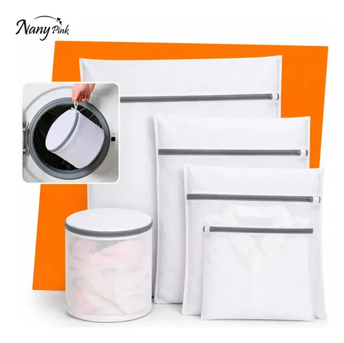 Kit 5 Sacos Para Máquina De Lavar Roupa Rede Protetora Para Lavar Roupas Delicadas Lingerie Meias Tênis E Roupas Íntimas Saco Protetor Lavanderia Com Zíper Resistente – NANY PINK