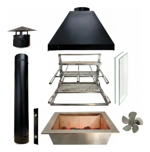 Kit Churrasqueira Completa Inox Coifa 70×50 Braseiro Embutir