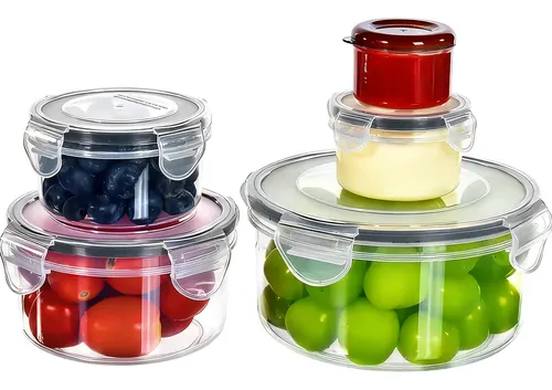Kit Potes Hermeticos Transparente 5 Vasilhas Plasticas