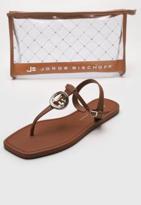 Kit Rasteirinha Fechada Feminina Jorge Bischoff Monograma com Necessaire Marrom