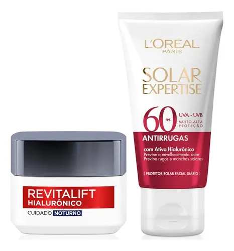 Kit Revitalift Hialurônico + Solar Expertise Antirrugas FPS60 L’Oréal Paris
