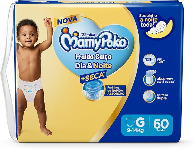 MamyPoko Fralda-Calça Dia&Noite G 60 Unidades na Link por R$ 68,98