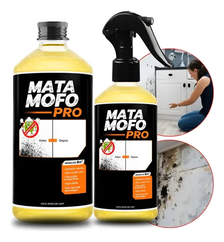 Mata Mofo Parede Não Volta Anti Mofo Teto Piso 1l + Spray