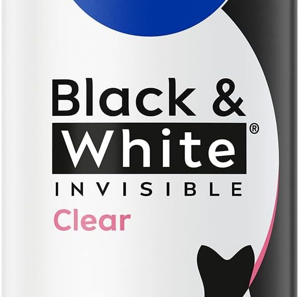 NIVEA Desodorante Antitranspirante Aerossol Invisible Black & White Clear 150ml – Proteção prolongada de 48h, cuidado suave, ação antibacteriana, fórmula 5 em 1: anti-manchas, anti-odor