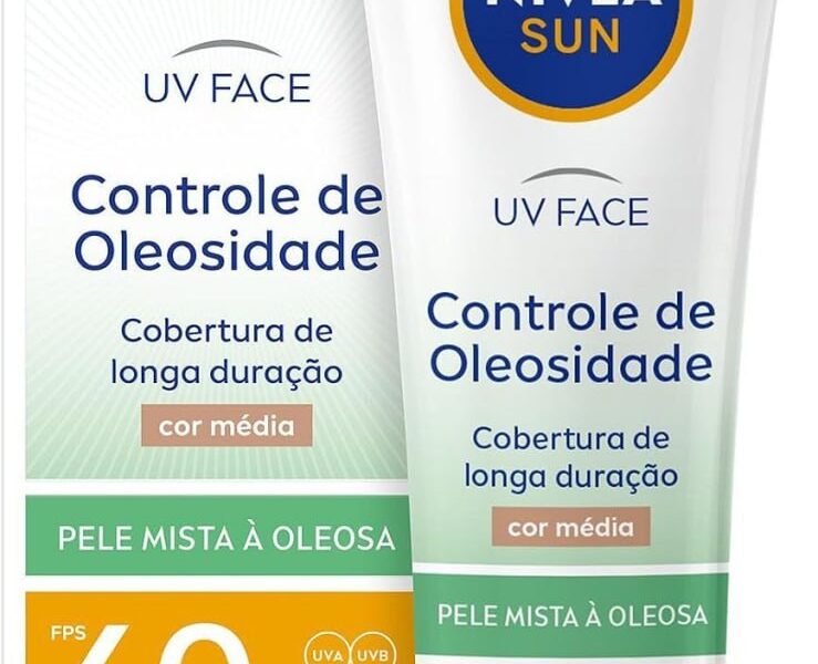 NIVEA SUN Protetor Solar Facial UV Face Controle de Oleosidade Cor Média FPS 60 50ml, Muito Alta Proteção UVA/UVB, Cobertura de Longa Duração, Efeito Matte, Cuidado Diário