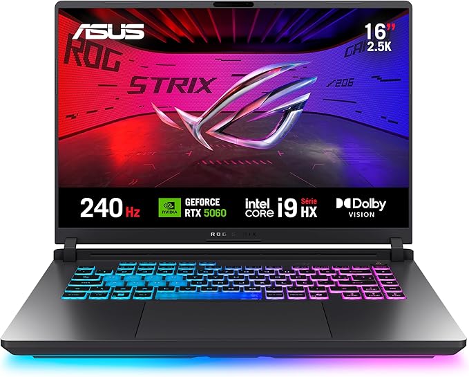 Notebook ASUS ROG Strix G16, Intel Core i9, RTX 5060, 16 GB, 512 GB SSD W11 Home, 16.0”, Eclipse Gray – G615JMR-S5001W na Link por R$ 9.597,83