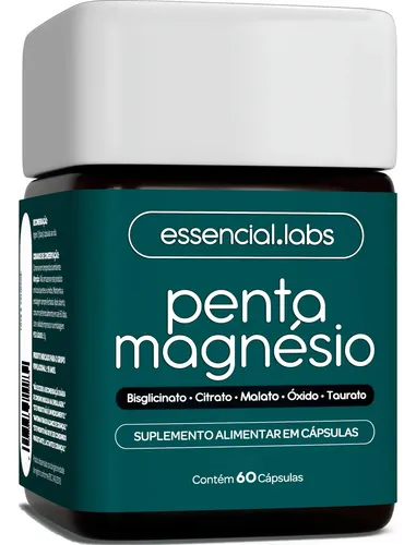 PENTA MAGNÉSIO – Bisglicinato + Dimalato + Citrato + Taurato + Óxido de Magnésio – A Combinação Perfeita com Máxima Pureza e Biodisponibilidade – 60 Cápsulas