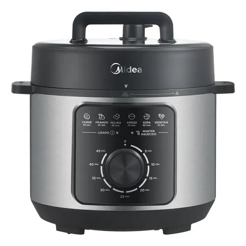 Panela Elétrica Mecânica Pressão 4l Preta E Inox Midea