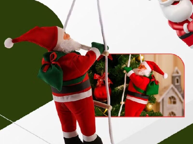Papai Noel Decoração de natal Escalando Escada Enfeite Natalino Para Arvore de natal Casa 45 cm