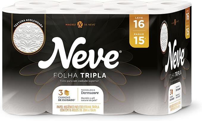 Papel Higiênico Neve Supreme Folha Tripla Leve 16 Pague 15 20 Metros