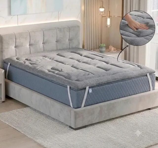 Pillow Top Casal 1,88 X 1,38 Protetor Colchão Cinza Premium