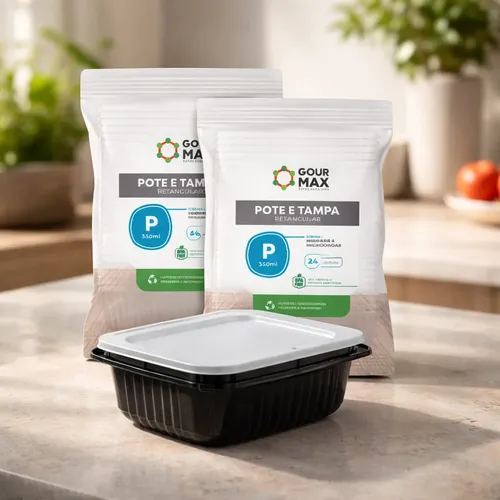 Pote Preto 48un 350ml Descartável Marmita Fitness Microondas na Meli por R$ 39,27