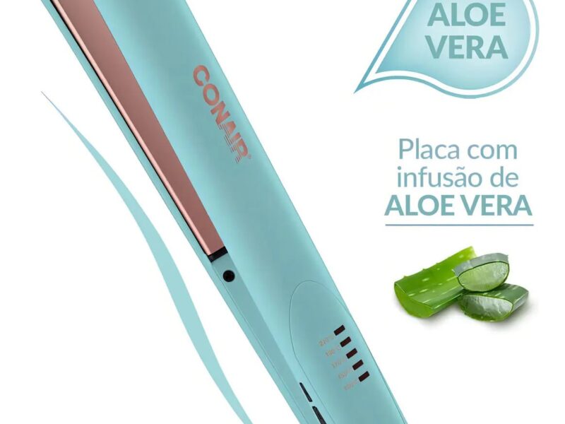 Prancha Conair Infusion Aloe Vera Cor Azul-Celeste Bivolt
