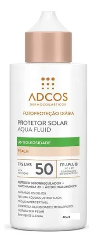 Protetor Solar Aqua Fluid Fps 50 40ml Tono Peach Adcos