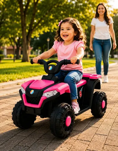 Quadriciclo Eletrico Rosa Bang Toys 6V com Musica e Carregador