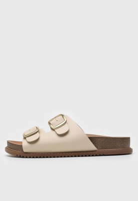 Rasteira Papete Beira Rio Tiras De Fivela Off-White