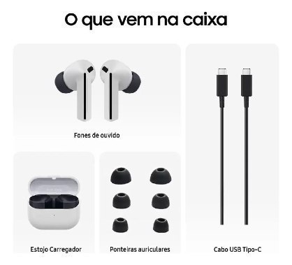 Samsung Galaxy Buds3 Fe, Fone De Ouvido Sem Fio, Cancelamento Ativo De Ruído, Galaxy Ai Cinza na Meli por R$ 485,19