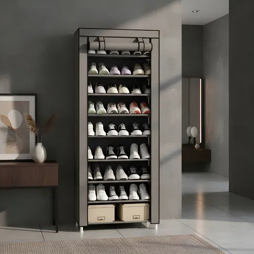 Sapateira Organizador De Sapatos Com 9 Prateleiras Tnt Cor Cinza na Meli por R$ 57,66