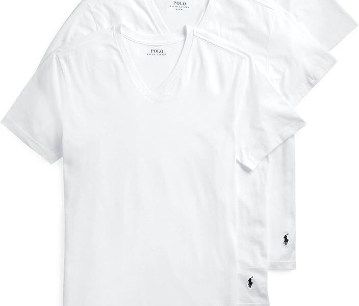 Segunda pele Camiseta com gola V de algodão slim fit, POLO RALPH LAUREN, Masculino