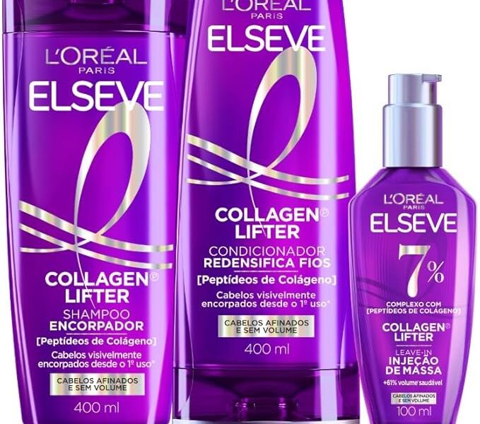 Shampoo Condicionador Sérum Elseve L’Oréal Colágeno 400ml+400ml+100ml