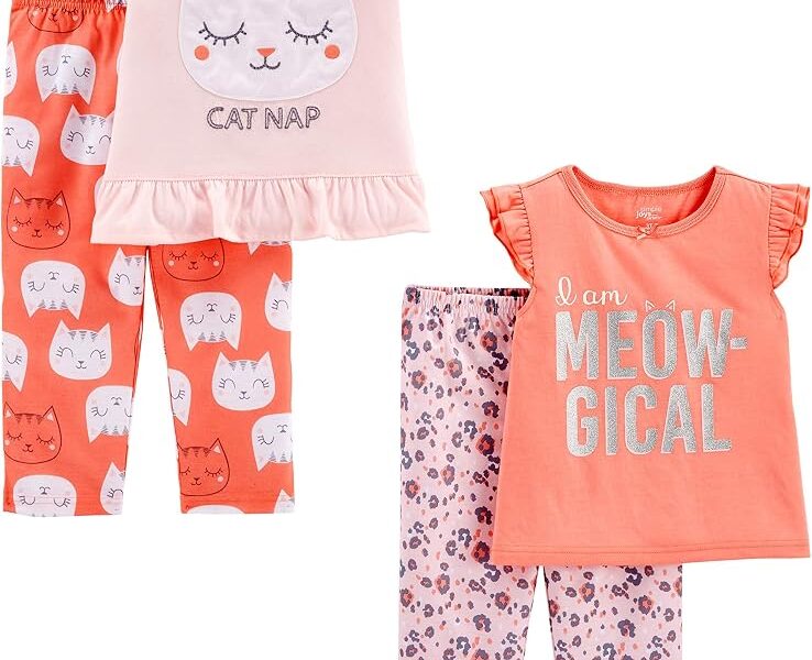 Simple Joys by Carter’s Pijama de poliéster de 4 peças para meninas