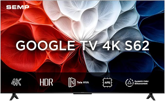Smart TV Semp 43 Polegadas LED HVA 4K S62 WiFi Bluetooth Google TV 3 HDMI HDR10+ Dolby Audio 43S62