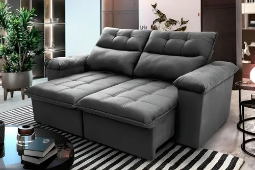 Sofá Retrátil Reclinável King House Verona 2,00m Velut Cinza C/ Molas na Meli por R$ 1.425,08