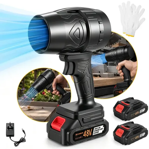 Soprador De Folhas Turbo Portátil 800W Recarregável Com 2 Baterias 48V, Mini De Mão, Potente, Folhas Pó Limpeza Carro