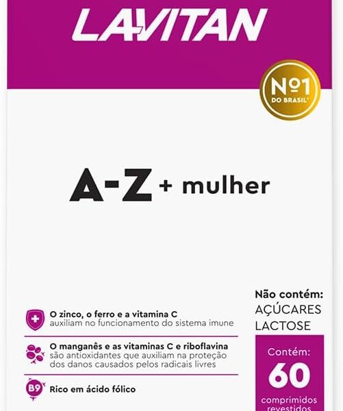 Suplemento Vitamínico – Mineral A-Z para Mulher, rosa, Lavitan, 60 cápsulas