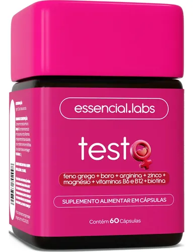 TESTO ESSENCIAL para MULHERES – Fórmula Exclusiva com Feno Grego + Boro + Arginina + ZMA + Biotina + Vitaminas B6 e B12 – 60 Cápsulas