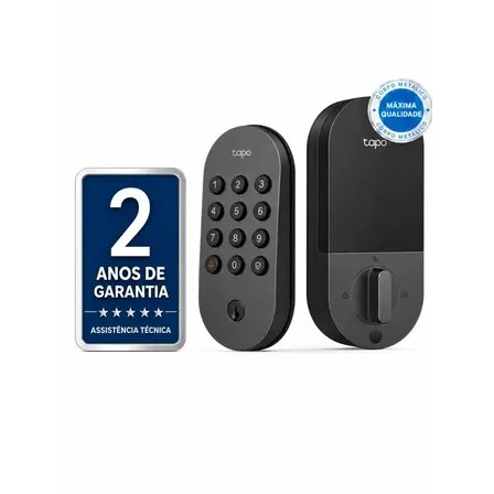 TP-Link Tapo DL100 Fechadura Digital Inteligente Wi-Fi com Até 200 Senhas, Acesso Remoto pelo Aplicativo, Travamento Automático, 2 Chaves de Reserva, Bateria de Até 7 Meses e IP54