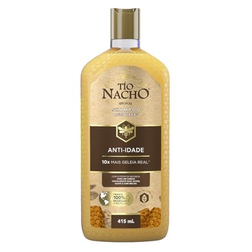 Tío Nacho Shampoo Anti-idade Antiqueda Natural com Geleia Real Concentrada – Reparação dos Fios Fragilizados, Crescimento Saudável e Nutrição Capilar 415ml