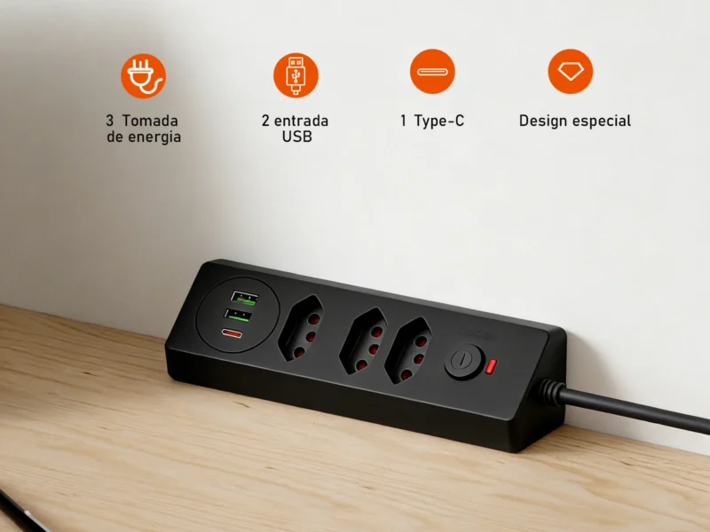 Tomada Múltipla Padrão Brasileiro 3 Tomadas + 2USB + Type-C， Extensão Elétrica， Filtro de Linha， Extensão Tomada， Coibeu – AliExpress 44
