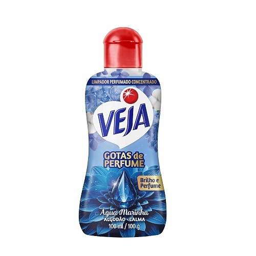 Veja Gotas de Perfume Água Marinha Algodão Limpador Perfumado Concentrado 100 ml