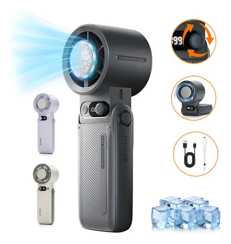 Ventilador Portátil De Mão Recarregável, 199 Níveis, Modo De Resfriamento, Mini Ventilador Com Bateria De 10000mAh E Display Digital, Silencioso E Potente Para Viagens E Escritório, Cinza