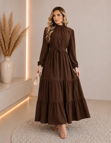 Vestido Longo Feminino Festa Moda Evangélica Manga Elegante