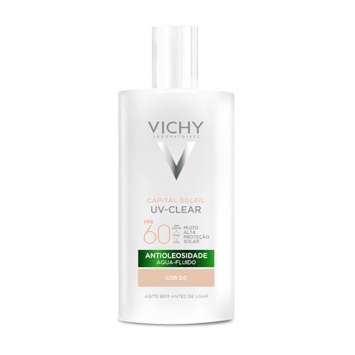 Vichy Capital Soleil UV-Clear Protetor Solar Facial Antioleosidade e Antiacne, Toque Seco FPS 60, com Niacinamida e Ácido Salicílico, Acabamento Invisível, Cor 2.0, 40g na Link por R$ 49,94