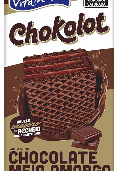 Vitamassa Biscoito Wafer Chokolot Sabor Chocolate Meio Amargo 100g