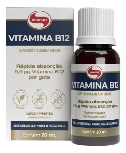 Vitamina B12 Vitafor em Gotas Vitamina B12 – 20ml menta – Vitafor Líquido
