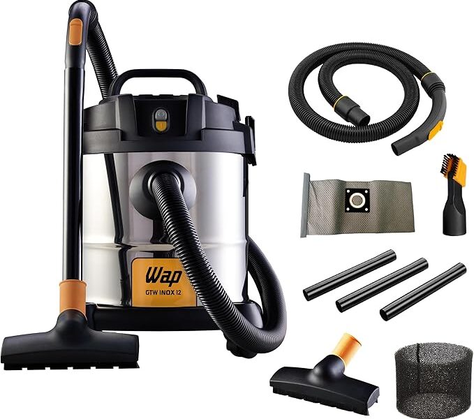 WAP Aspirador de Pó e Água Barril GTW INOX 12, Compacto, 12 Litros, com Filtro Lavável, 160mbar 1400W 127V