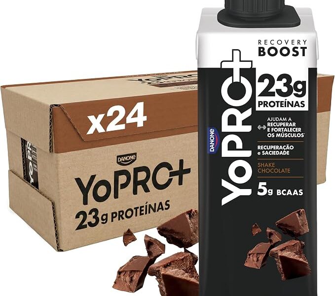 YoPRO Bebida Láctea UHT Chocolate Líquida Caixinha 250ml – 23g de Proteínas – Sem Lactose – Pack com 24 Unidades