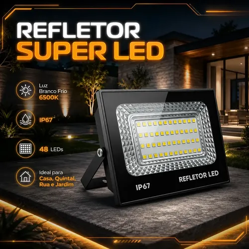 kit 2 Refletor Led 200w Holofote Bivolt Prova D’água Cor Branco Frio 6500k na Meli por R$ 31,19