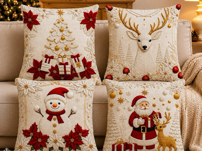 kit 4 capas de almofadas Decorativas Natal